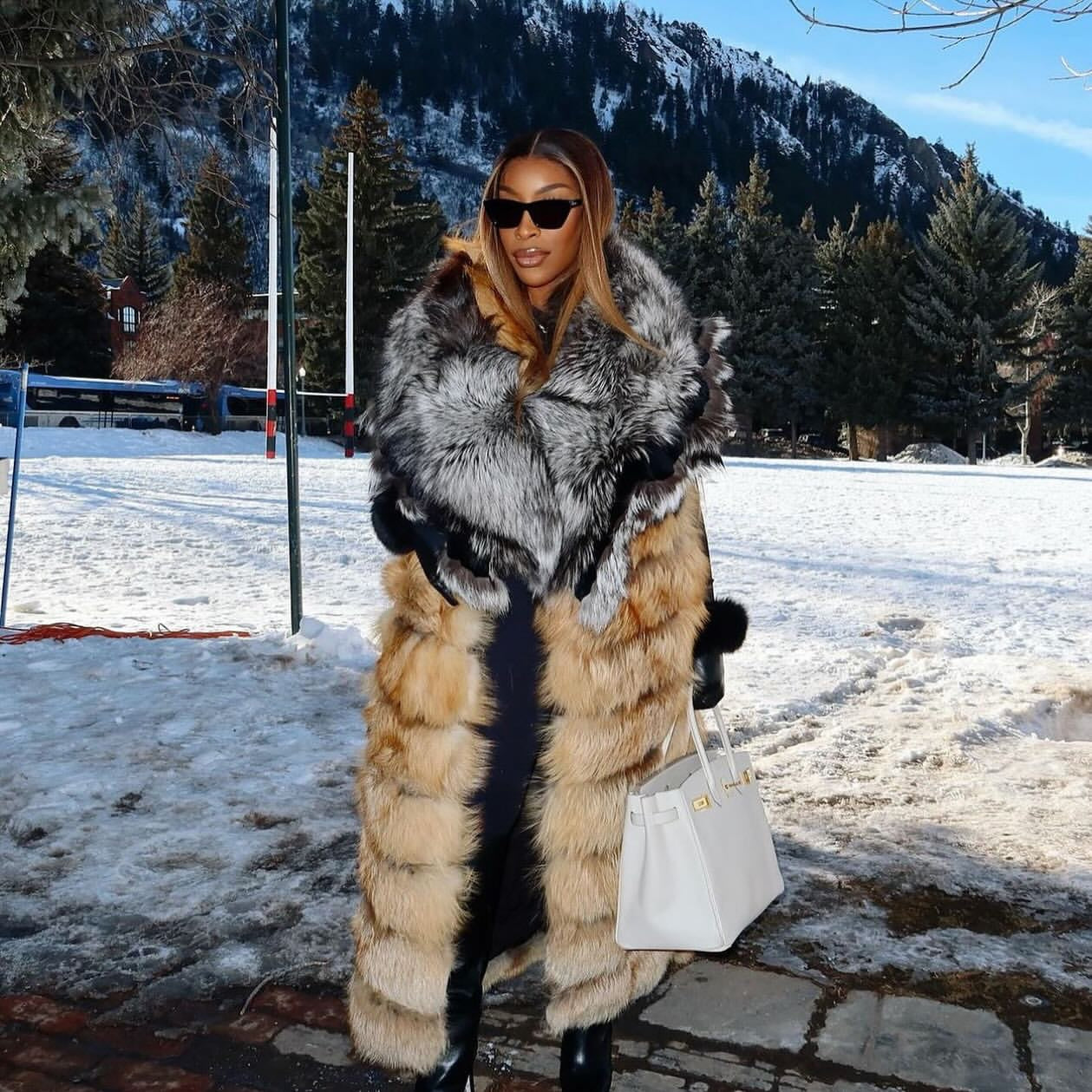 Bicolor Fox Long Vest (As worn by Jackie Aina)