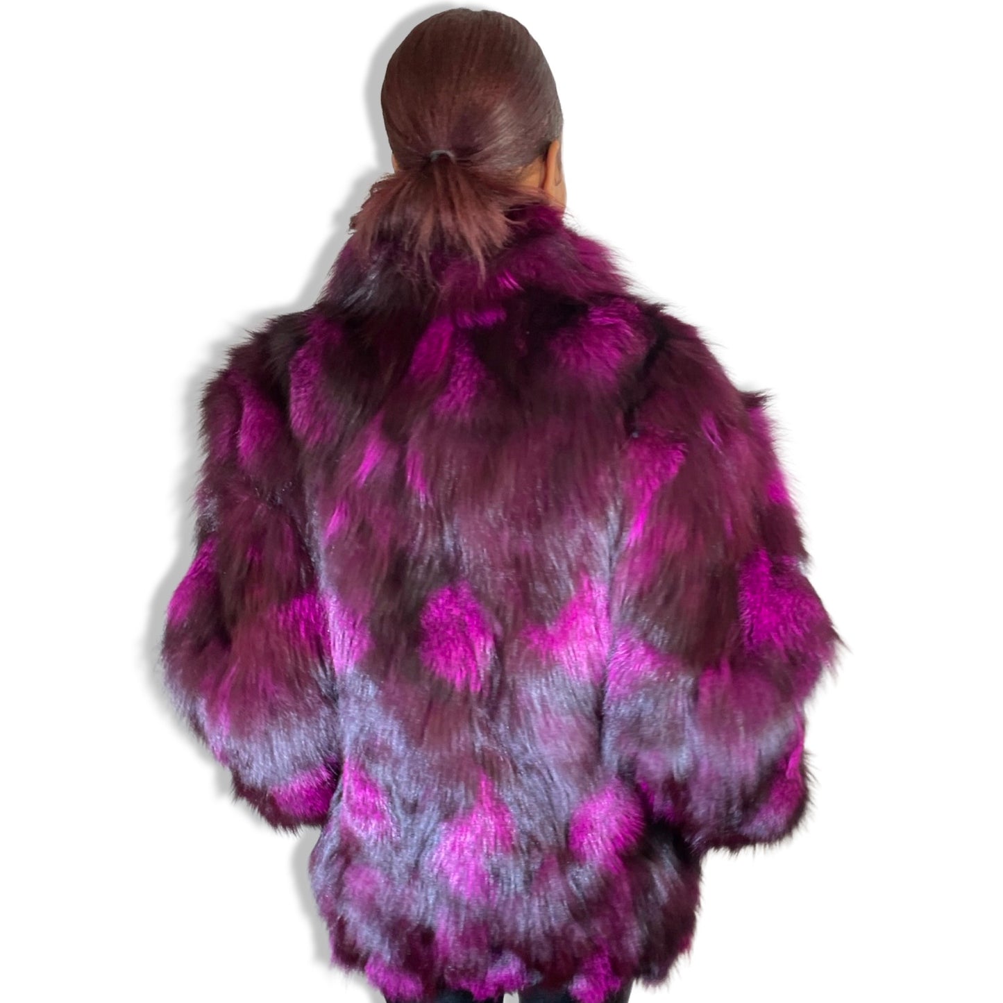 MULTI COLORED WOMAN FOX SECTIONS BOMBER-RASPBERRY