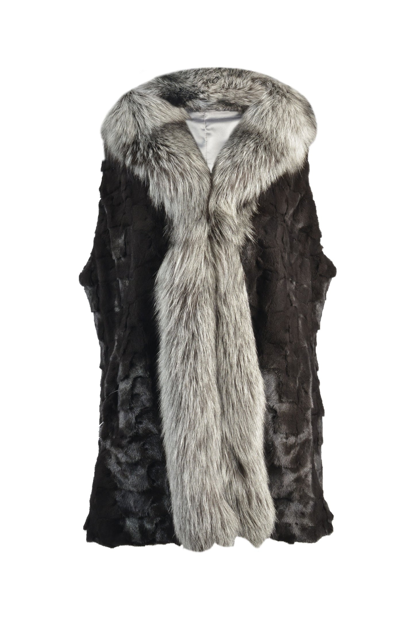 Mink Sections Vest with Silver a Fox Tuxedo